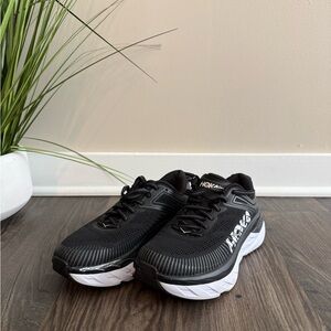 HOKA Bondi 7 Black and White Running Shoes